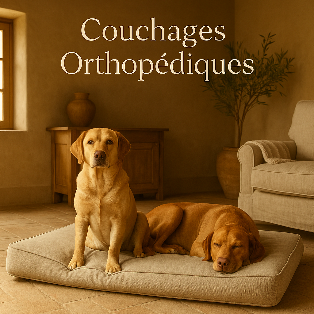Couchage orthopédique pour chien, soutien articulations.