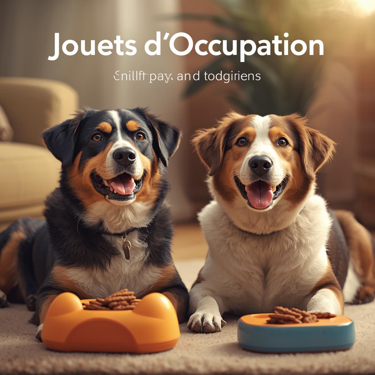 Jouet d’occupation pour chien dans une scène joyeuse et colorée.