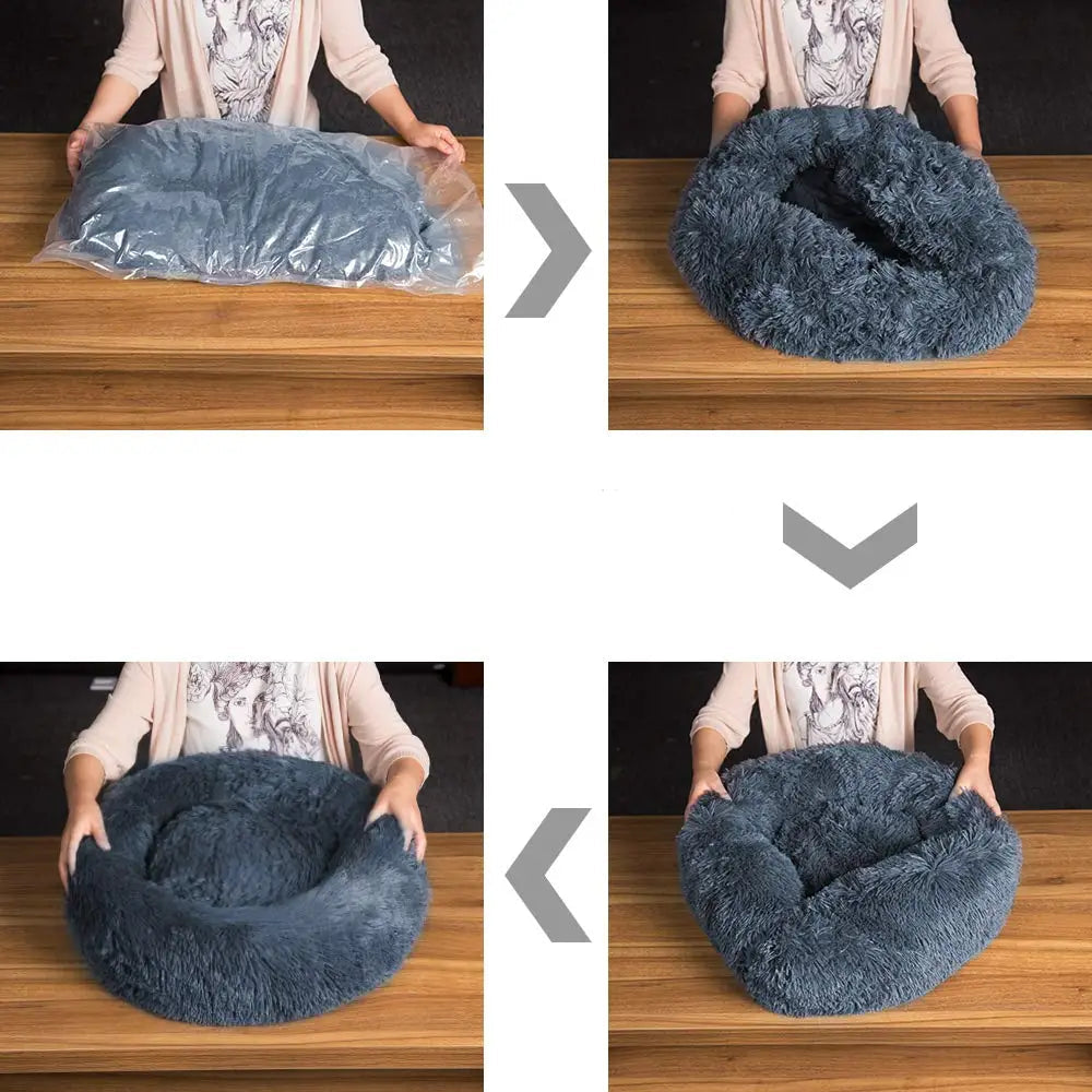 Le Cocon – Panier donut en peluche pour chien