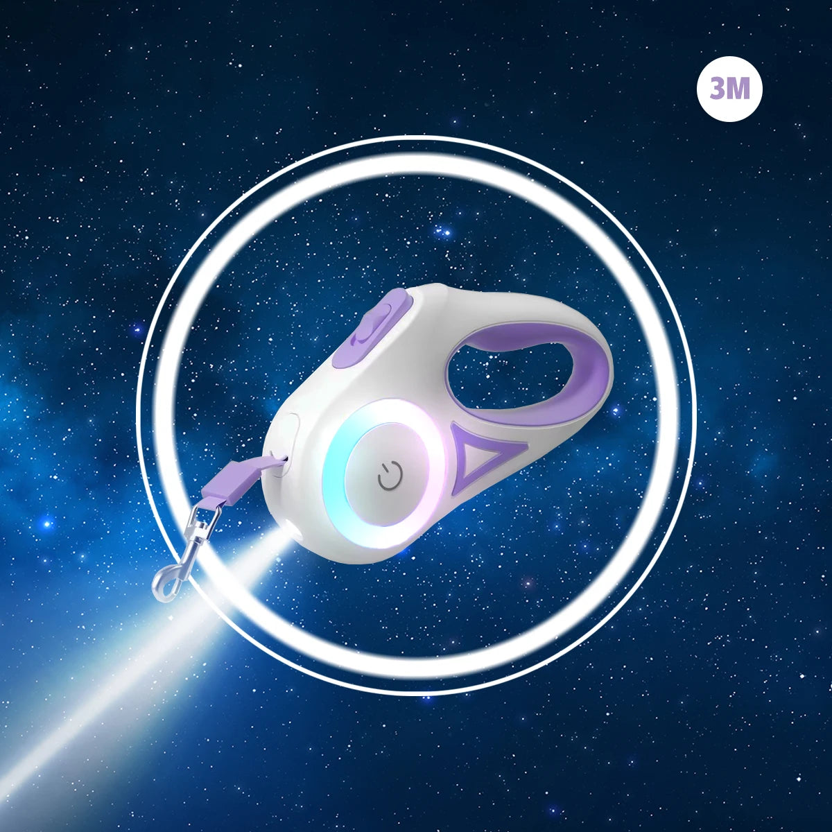 Laisse rétractable avec éclairage LED pour chien