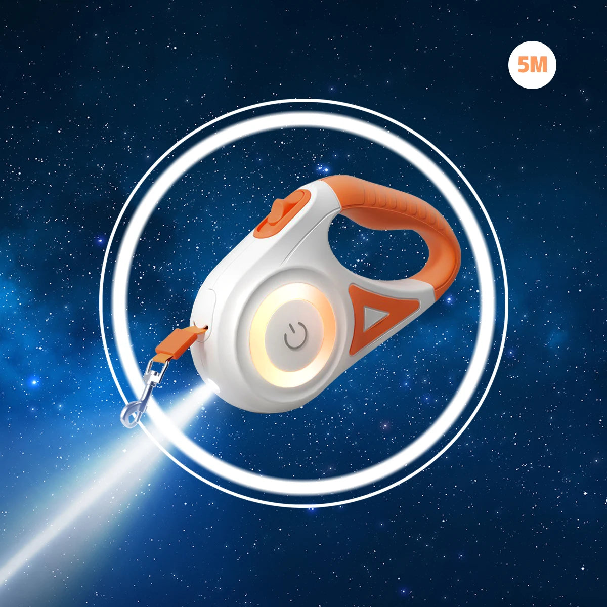 Laisse rétractable avec éclairage LED pour chien