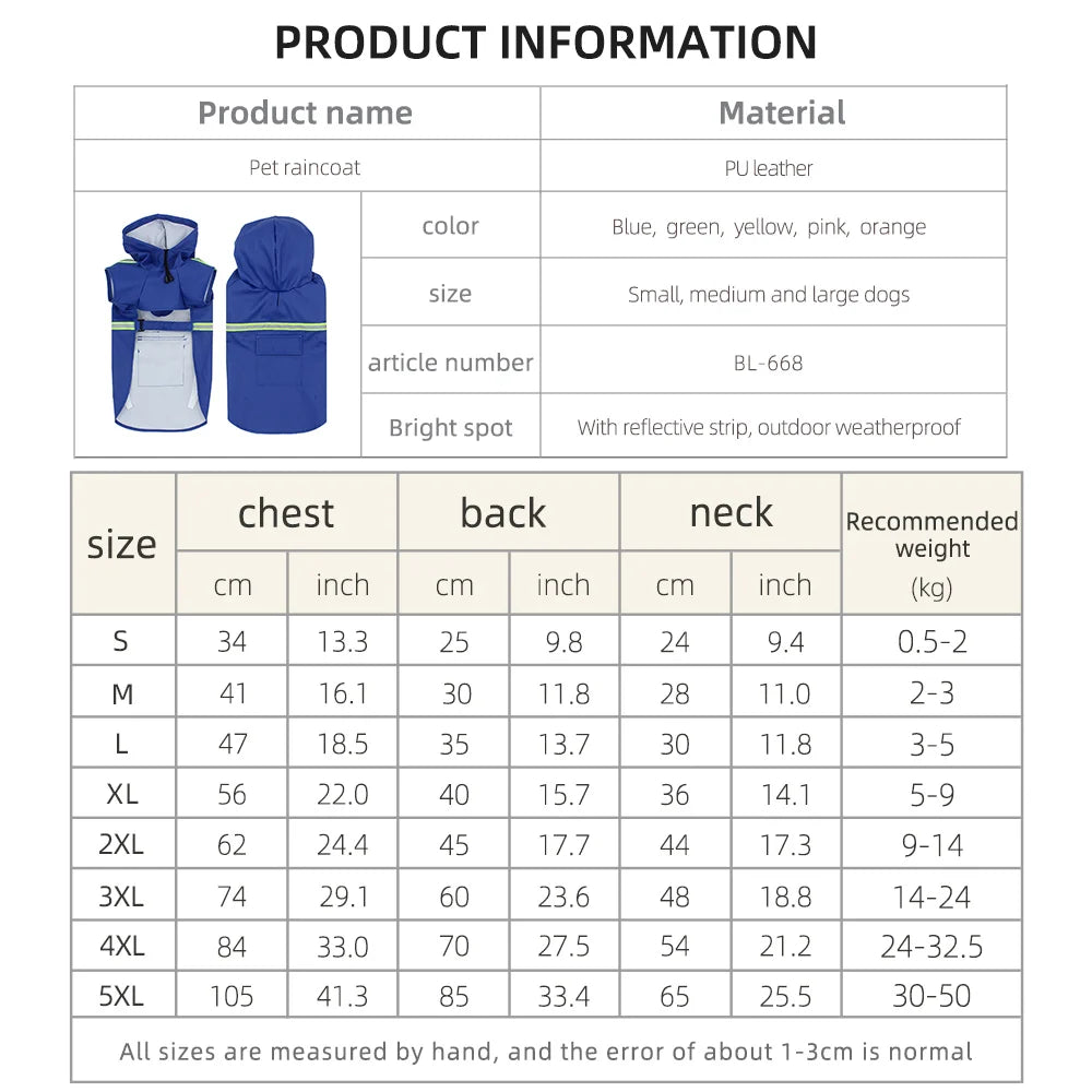 Manteau Imperméable – Manteau de pluie à capuche pour chien