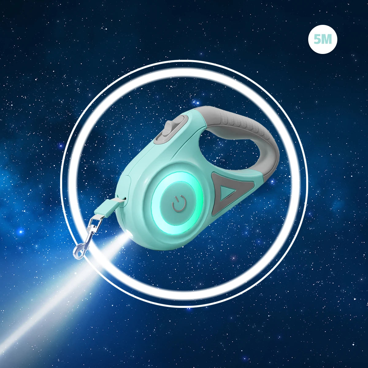 Laisse rétractable avec éclairage LED pour chien